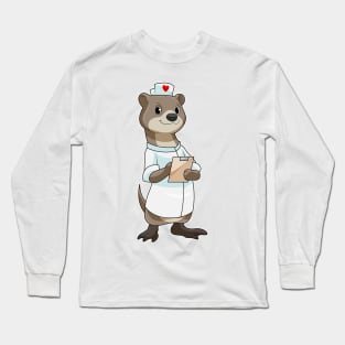 Otter as Nurse with Heart Long Sleeve T-Shirt